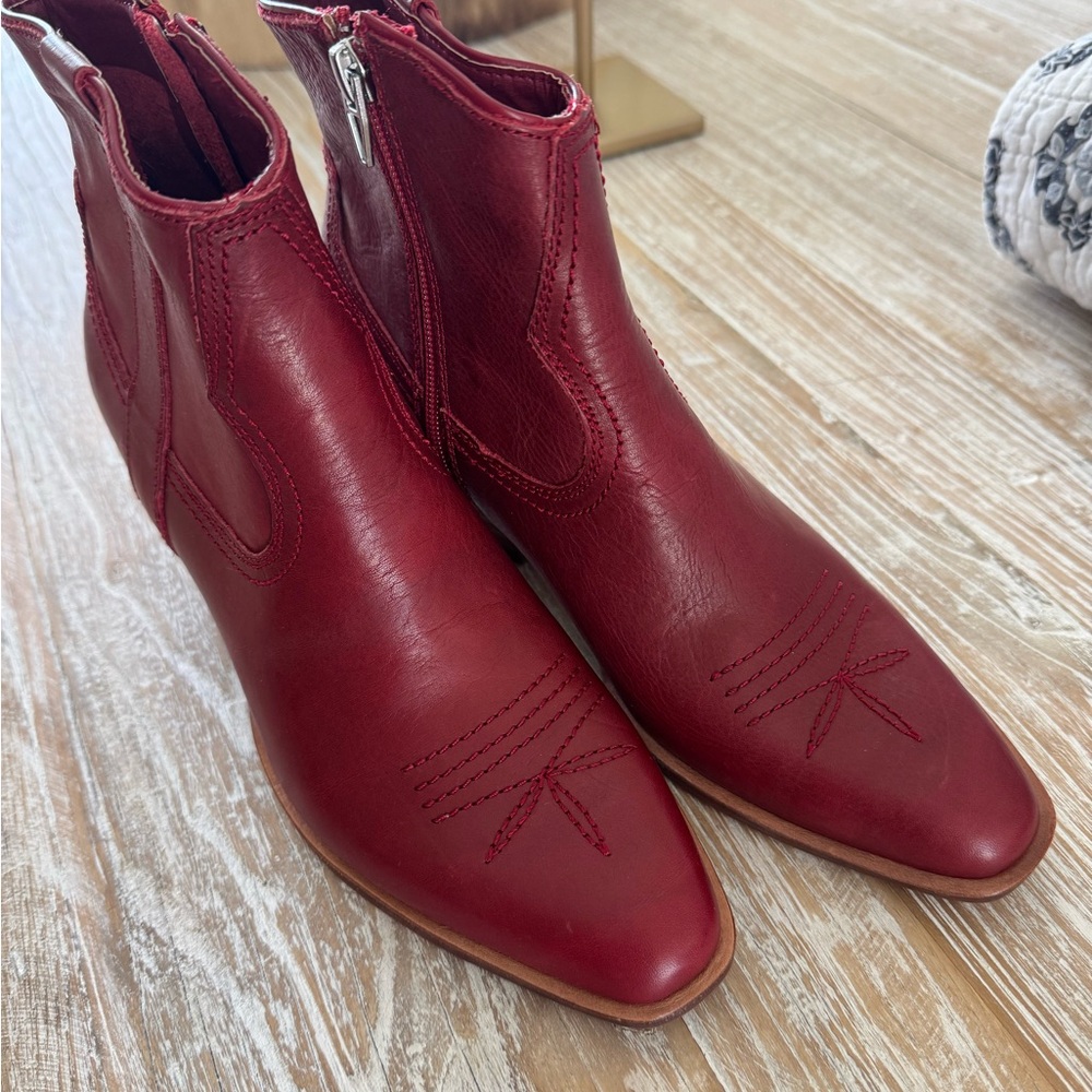Dolce Vita Red Leather Ankle Boots